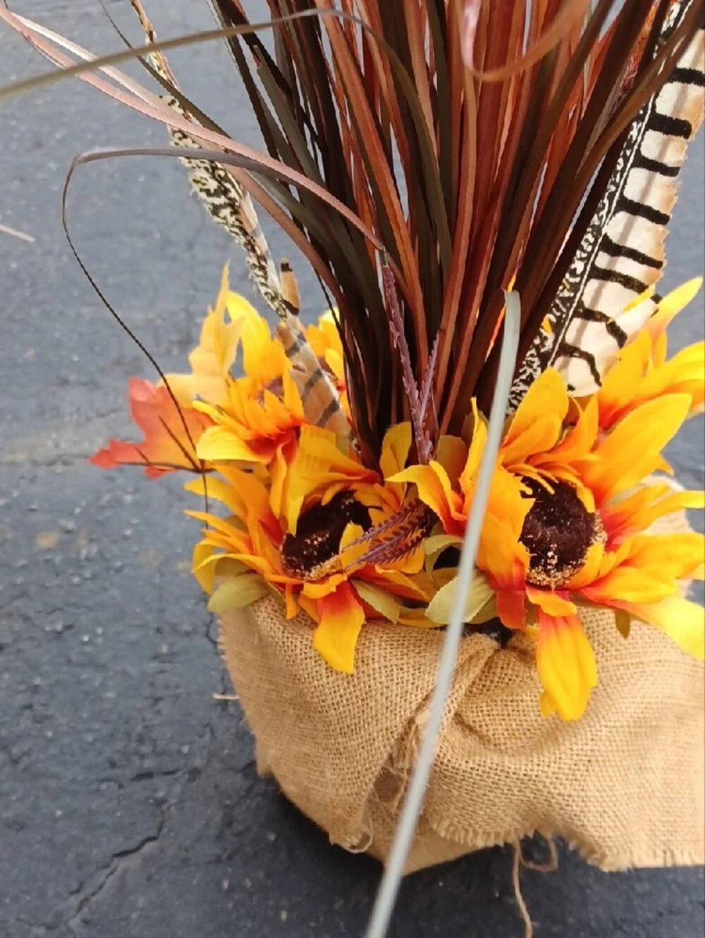 Autumn Sunflower and Daisy Artificial Floral Arrangement - Yellow & Orange